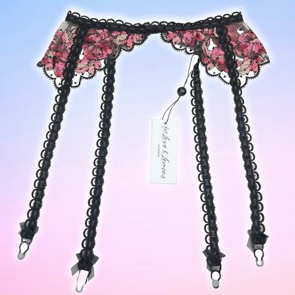 NWT FOR LOVE & LEMONS Garter Belt Sz XXS Floral Embroidered - Picture 1 of 5